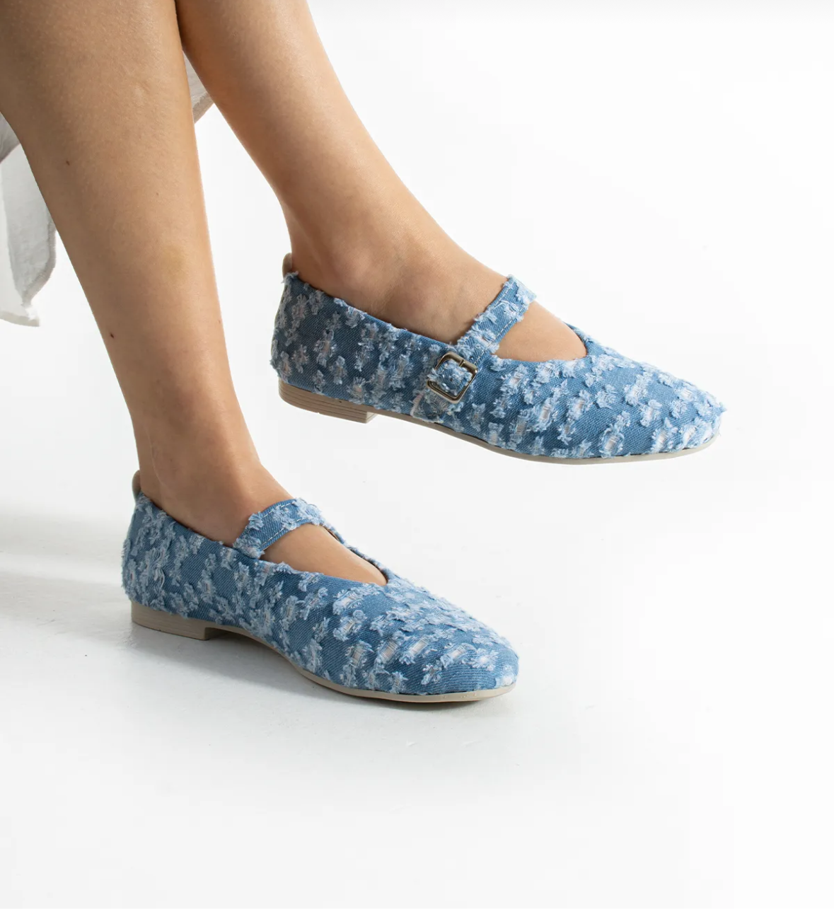 Denim Mary Jane Flats