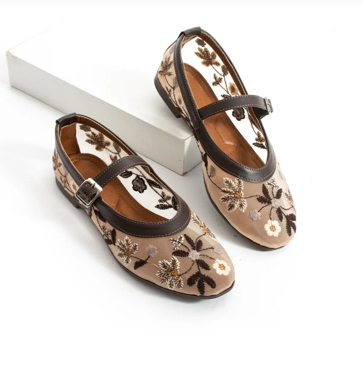 Floral Brown Mary Jane