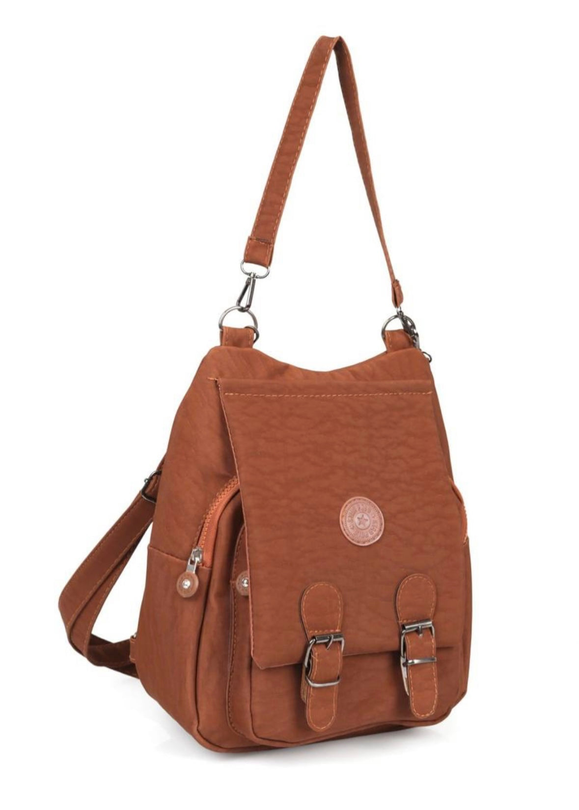 The Camel Nylon Buckle Backpack