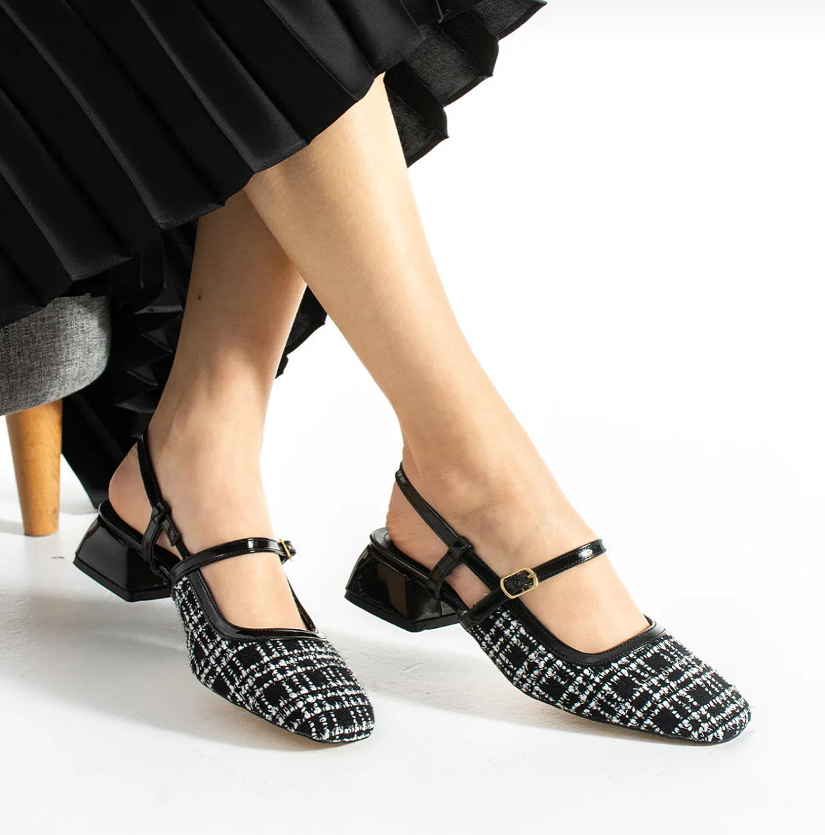 Tweed Mary Jane Block Heels