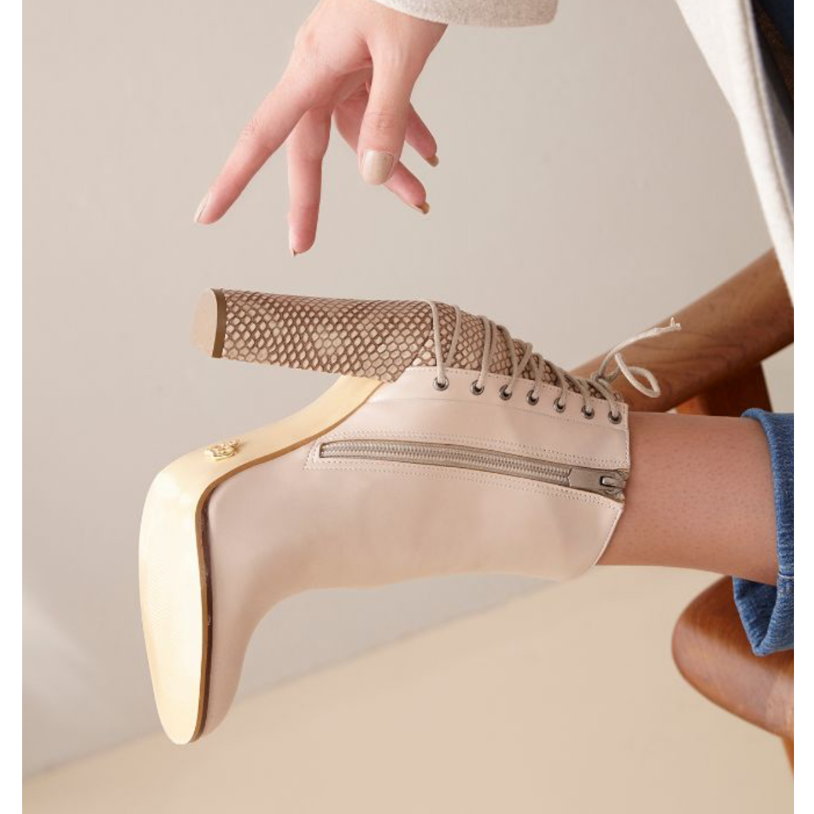 Luna Textured Heel Ankle Boot