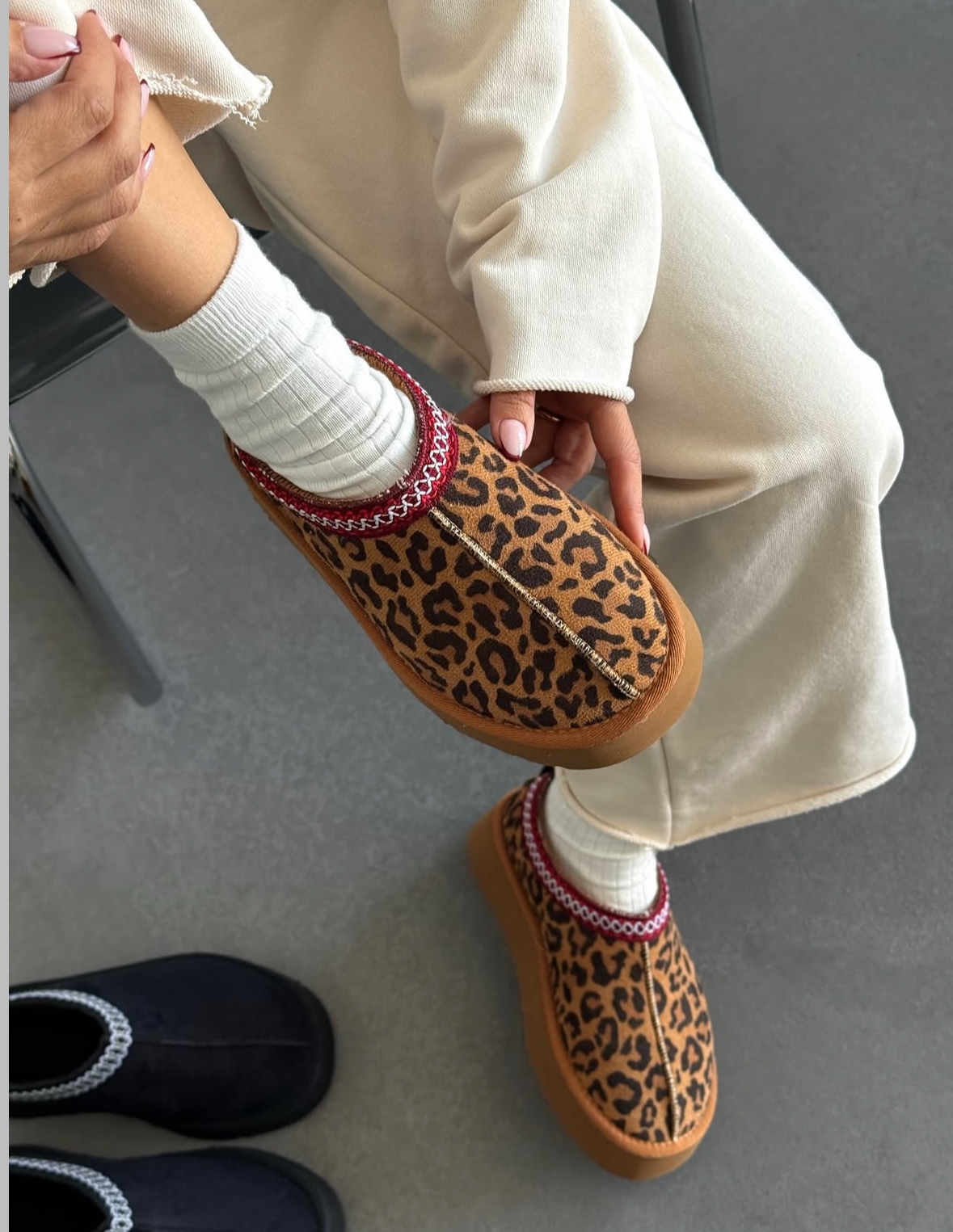 Leopard Print Platform Slippers