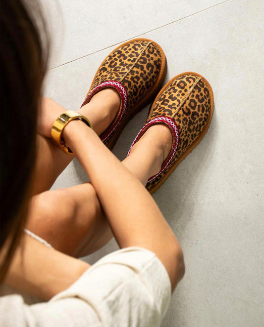 Leopard Print Platform Slippers