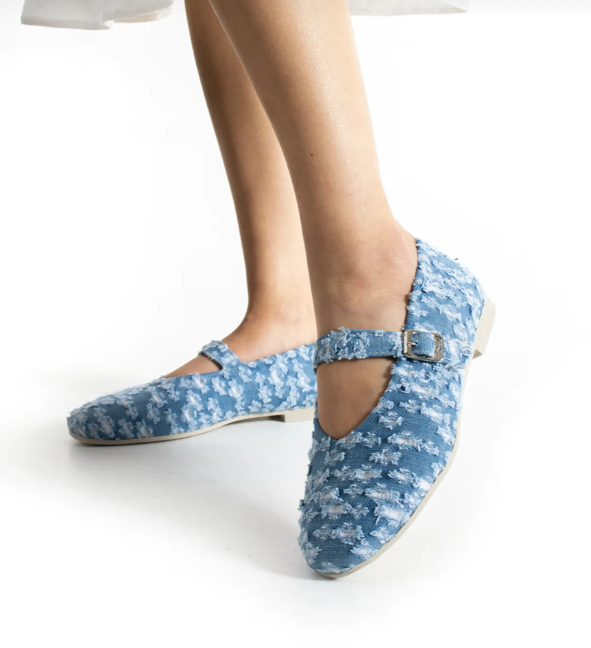 Denim Mary Jane Flats