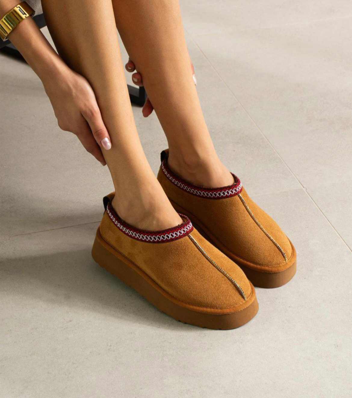 Camel Platform Slippers