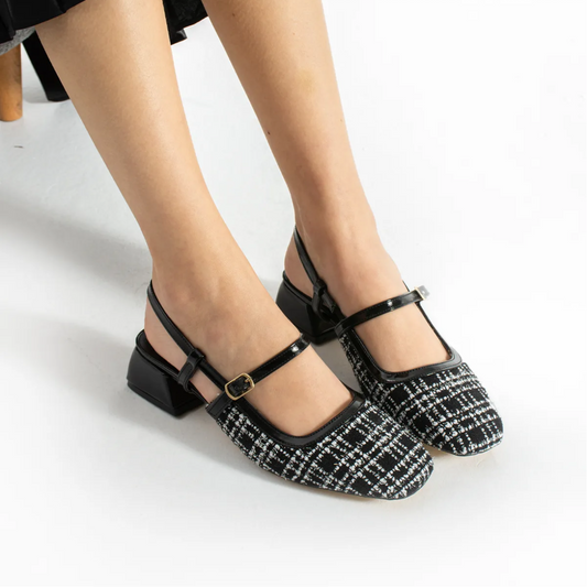 Tweed Mary Jane Block Heels