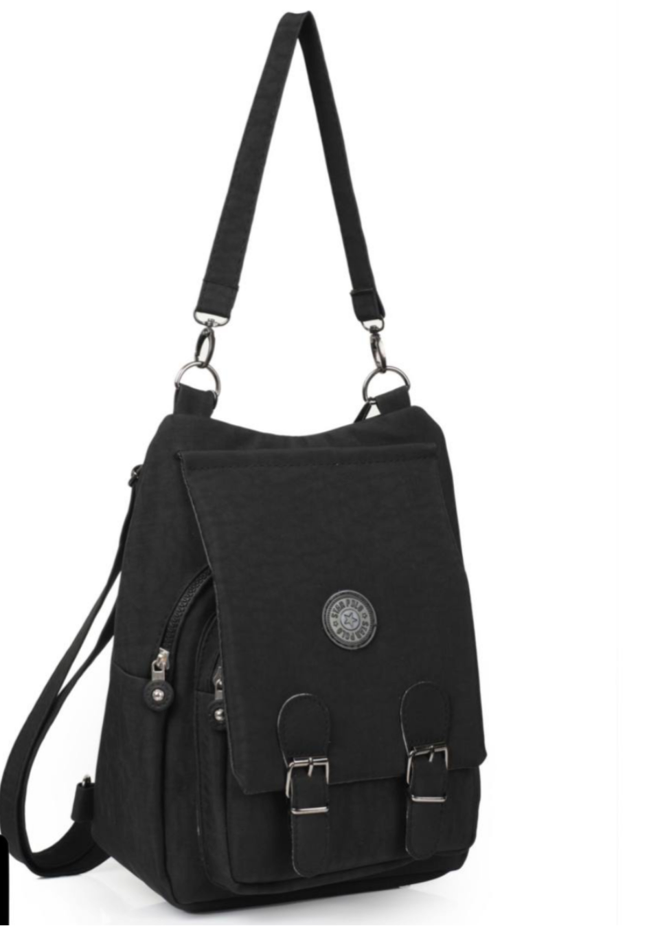 The Black Nylon Buckle Backpack