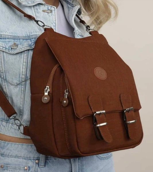 The Camel Nylon Buckle Backpack