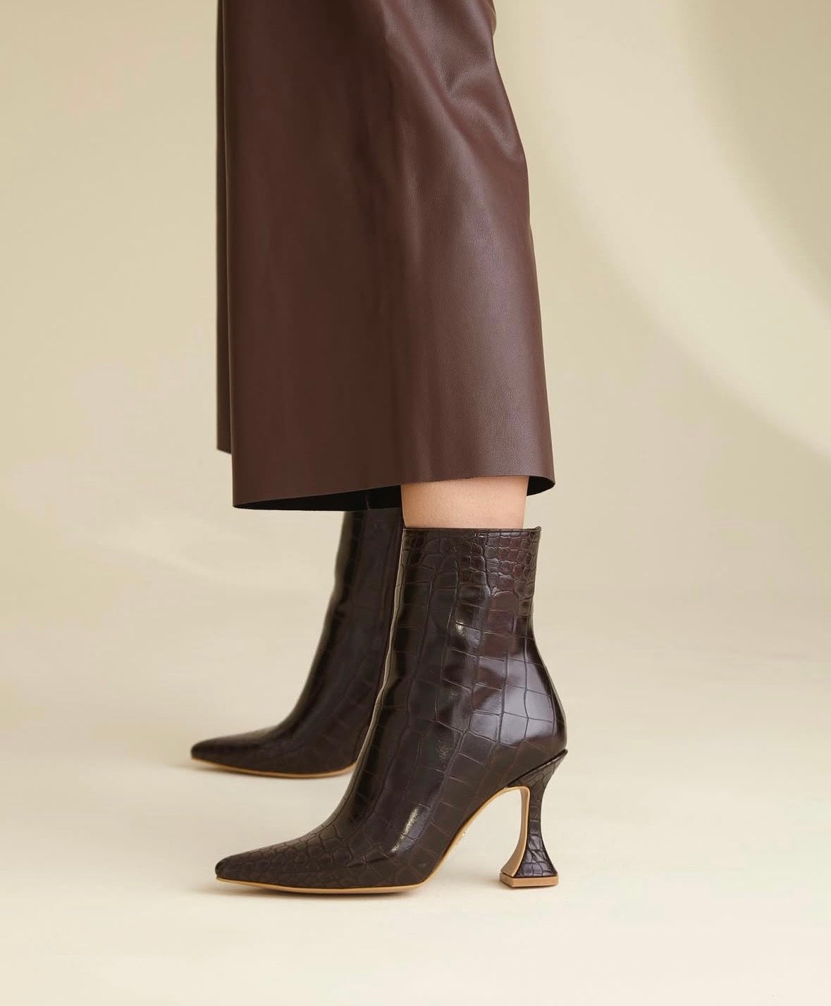 The "Midnight Croc" Sculptural Ankle Boot