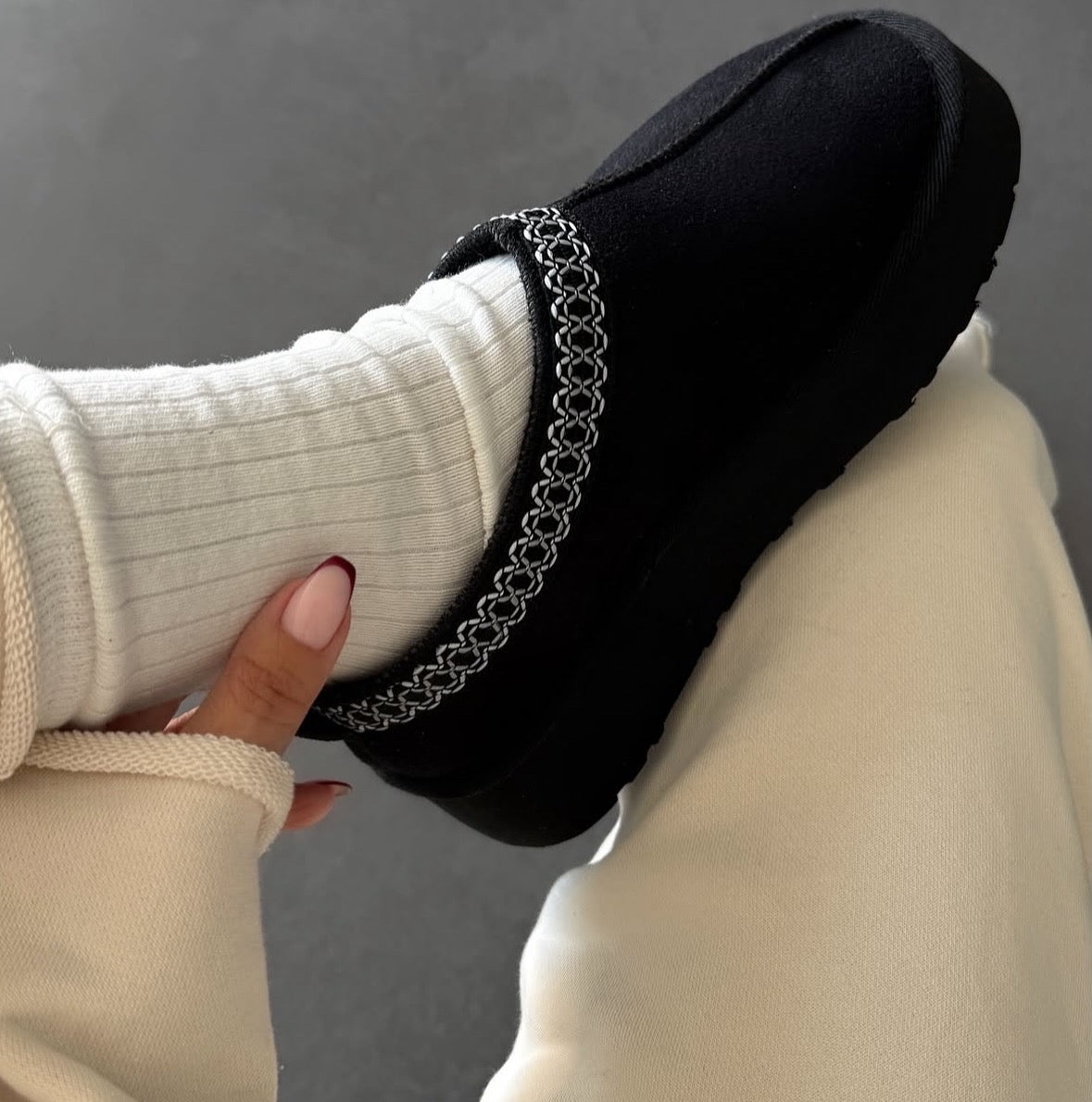 Black Platform Slippers