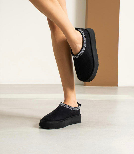 Black Platform Slippers