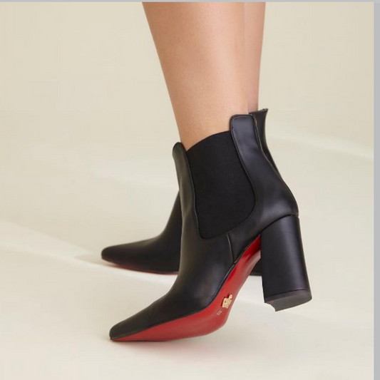 The "Scarlet Edge" Chelsea Block Boot