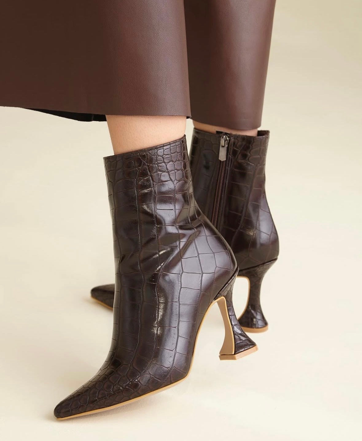 The "Midnight Croc" Sculptural Ankle Boot
