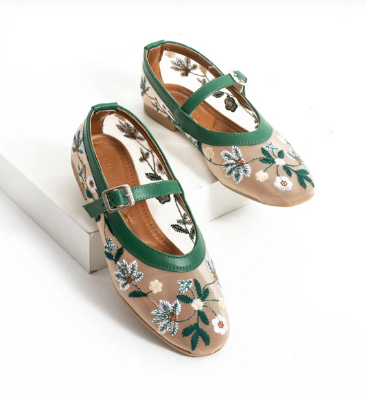 Green Floral Mary Jane